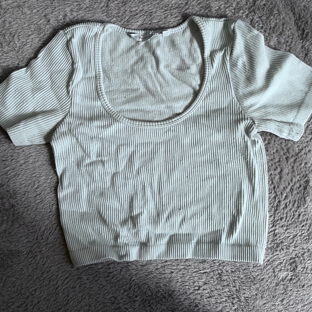 Stradivarius Cropped White Shirt